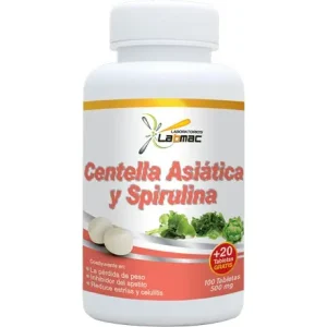 Centella, Asiática, Spirulina, 500mg, Labmac, pérdida de peso, suplemento, natural, coadyuvante, salud, bienestar