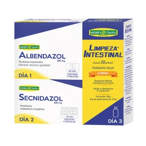Antiparasitario Garden Adulto, 3 en 1, albendazol, secnidazol, tratamiento antiparasitario, limpieza intestinal, eliminar parásitos, protocolo de 3 días, salud digestiva, cuidado intestinal, adultos, tratamiento eficaz.