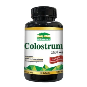 COLOSTRUM 1400MG SOFTGELS, Sistema Inmunológico, Inmunoglobulinas, Calostro Bovino, Té Verde, NATURES HERBALMAX