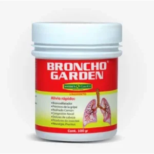 BRONCHO GARDEN, alivio de congestión nasal, resfriado común, gripa, dolores de cabeza, picaduras de insectos, 100g