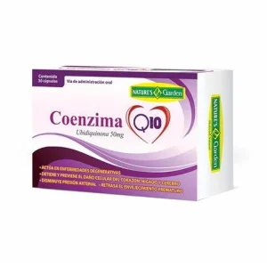 Coenzima Q10, cápsulas, Nature's Garden, enfermedades degenerativas, protección celular, ubidecarenona, prevención de daño celular