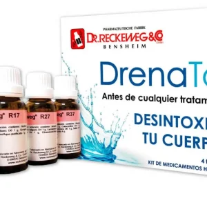 Dr. Reckeweg, drenaje, desintoxicación, productos homeopáticos, Drenatox, kit de medicamentos, eliminar toxinas, prevenir enfermedades, salud óptima, tratamiento natural, bienestar general.